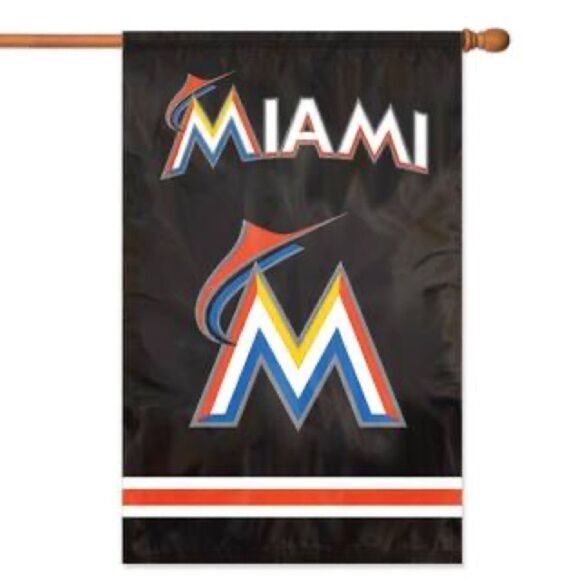 MLB  Miami Marlins Applique Banner 28" x 44" Embellished Double-Sided Flag NWT - Picture 1 of 5